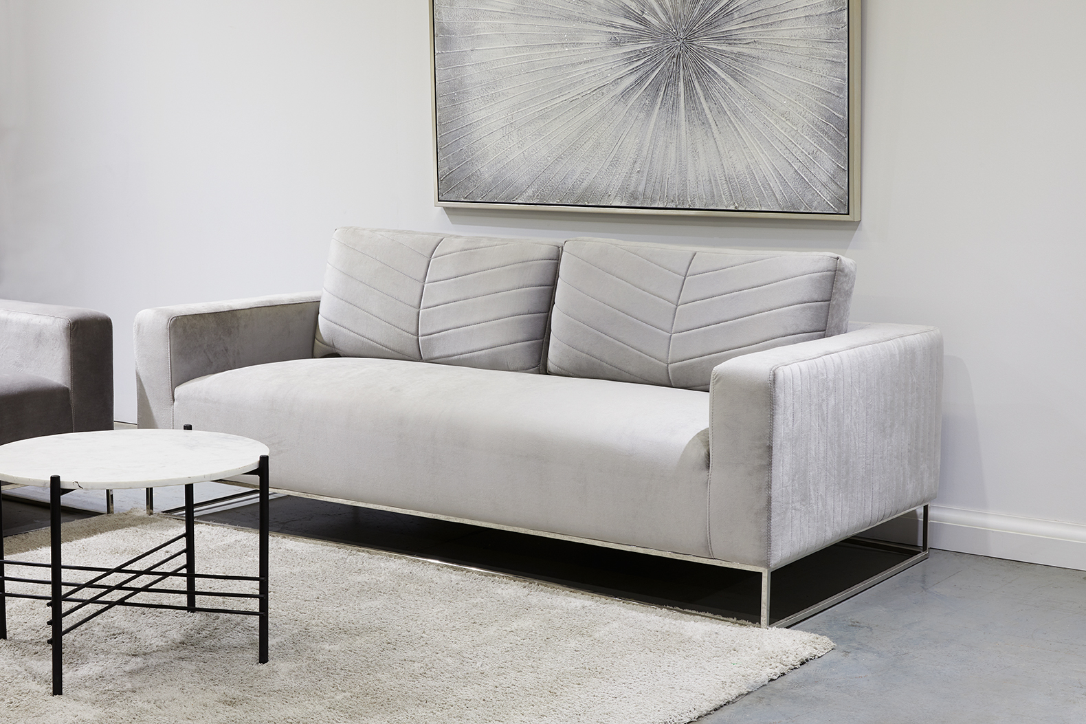 Franklin Sofa: Grey Velvet